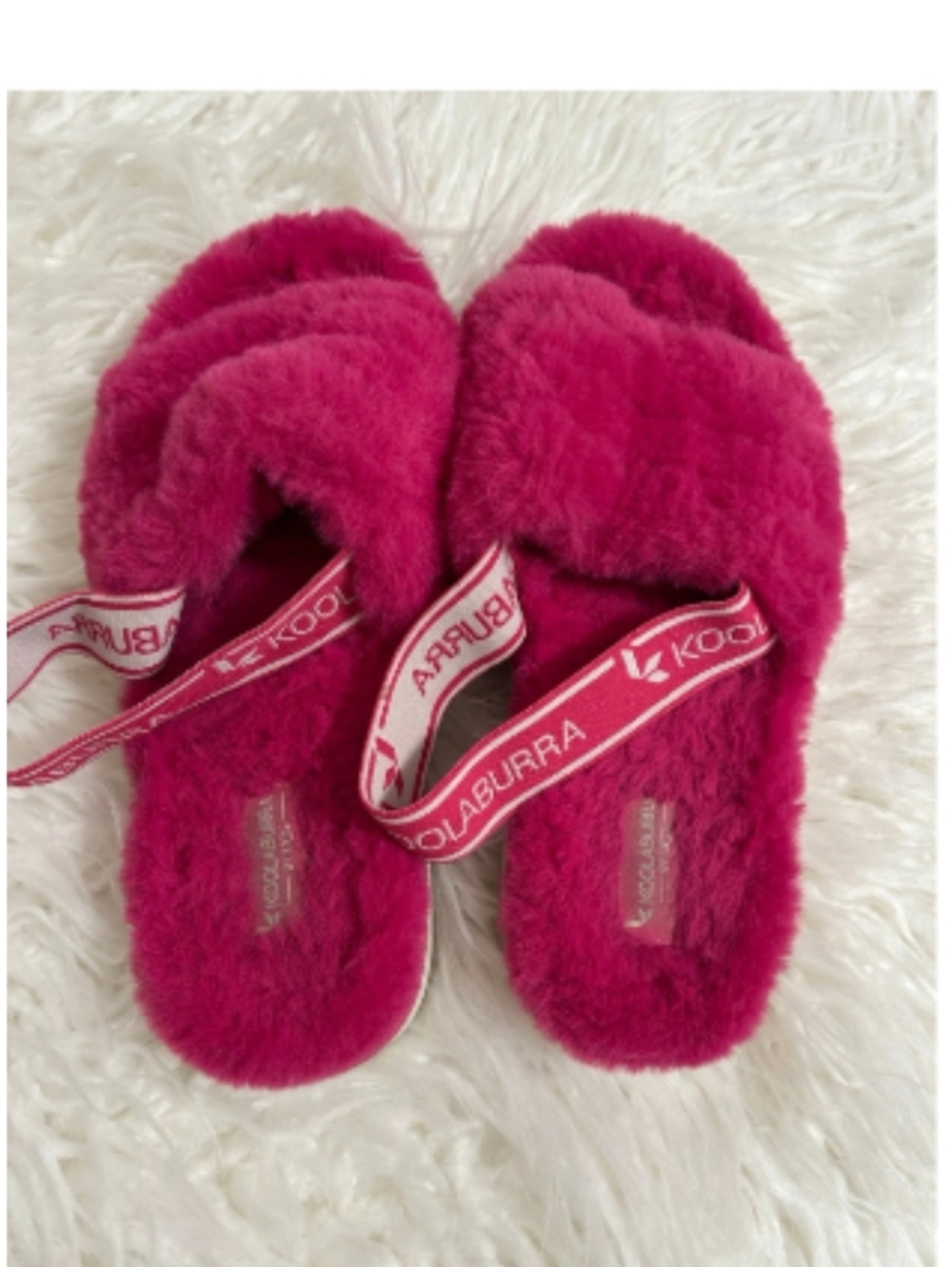 EUC- Koolaburra Plush Fuzzy Slide Sandals in Fuchsia size 13